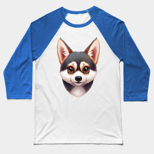 Fur-endly Alaskan Klee Kai Baseball T-Shirt by Art By Mojo